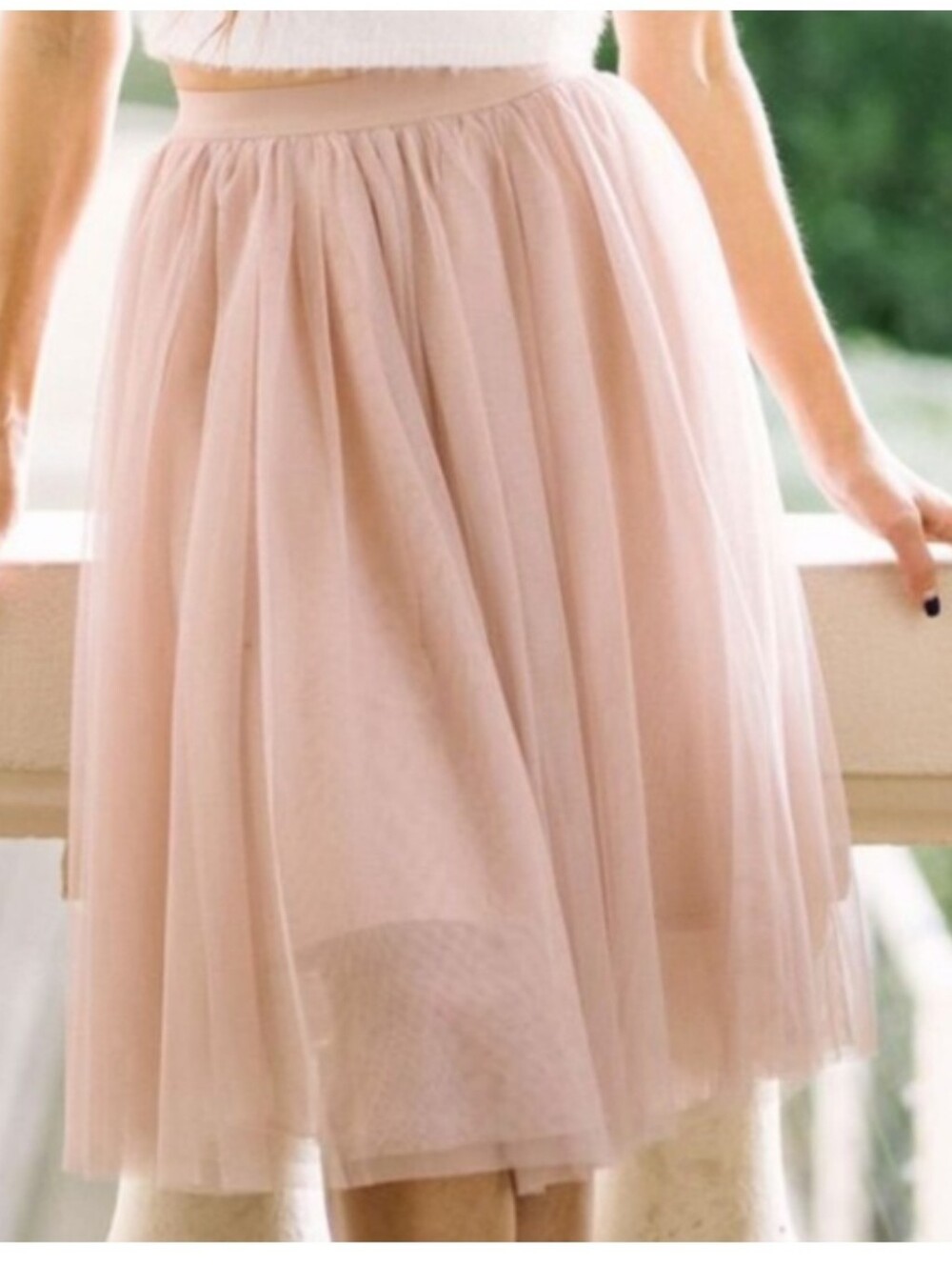 Women's Blush Lace "Ballet" Tulle Midi Skirt